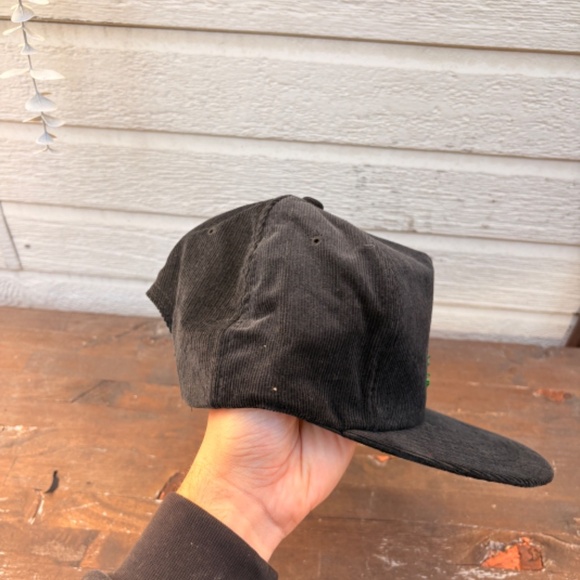 vintage ULS LOGGING supplies corduroy trucker hat snapback black - Picture 2 of 4